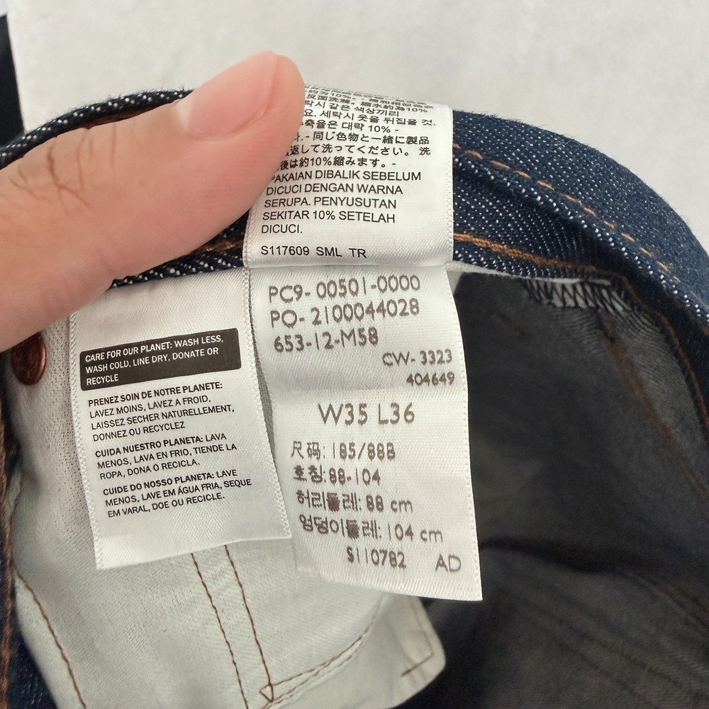 Levis Jeans Mens 35x36 (36x35) Blue Dark Wash Original Straight Leg Raw Denim - Picture 4 of 12